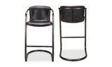 Freeman Barstool Onyx Black Leather - Set Of Two