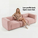 Philo Blush Pink Low Profile Reversible Modular L Sectional Sofa (5-Seater+Ottoman)
