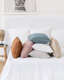 Pom pom trim linen pillowcase in White