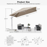PURPLE LEAF White Outdoor Umbrella Left-Right Tilting Patio Cantilever Umbrella