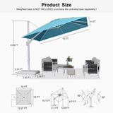 PURPLE LEAF White Outdoor Umbrella Left-Right Tilting Patio Cantilever Umbrella