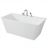 Vault Series 59 in. x 30 in. Flat Bottom Acrylic Freestanding Soaking Bathtub with Center Drain and Faucet