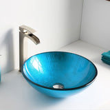 Accent Series 17 in. Bathroom Vessel Sink with Scratch-Tough and Stain-Resistant Non-Porous Surface in Blue Ice Glass
