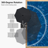 PURPLE LEAF Round Solar Lighted Cantilever Umbrella Outside Patio Umbrella with Lights