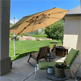 PURPLE LEAF Round Cantilever Umbrella with Base, Outdoor Umbrellas with Lights