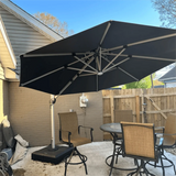 PURPLE LEAF Round Cantilever Umbrella with Base, Outdoor Umbrellas with Lights