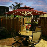 PURPLE LEAF Round Cantilever Umbrella with Base, Outdoor Umbrellas with Lights