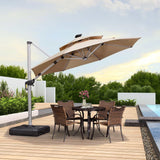 PURPLE LEAF Round Solar Lighted Cantilever Umbrella Outside Patio Umbrella with Lights