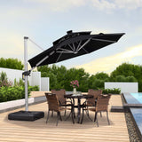PURPLE LEAF Round Solar Lighted Cantilever Umbrella Outside Patio Umbrella with Lights