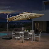 PURPLE LEAF Round Solar Lighted Cantilever Umbrella Outside Patio Umbrella with Lights
