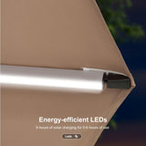 PURPLE LEAF Round Solar Lighted Cantilever Umbrella Outside Patio Umbrella with Lights