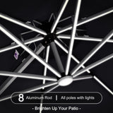 PURPLE LEAF Round Solar Lighted Cantilever Umbrella Outside Patio Umbrella with Lights