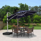 PURPLE LEAF Round Solar Lighted Cantilever Umbrella Outside Patio Umbrella with Lights