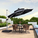 PURPLE LEAF Round Solar Lighted Cantilever Umbrella Outside Patio Umbrella with Lights
