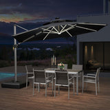 PURPLE LEAF Round Solar Lighted Cantilever Umbrella Outside Patio Umbrella with Lights