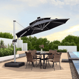 PURPLE LEAF Round Solar Lighted Cantilever Umbrella Outside Patio Umbrella with Lights