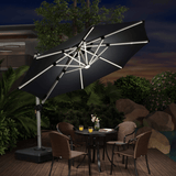 PURPLE LEAF Round Solar Lighted Cantilever Umbrella Outside Patio Umbrella with Lights