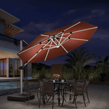 PURPLE LEAF Round Solar Lighted Cantilever Umbrella Outside Patio Umbrella with Lights