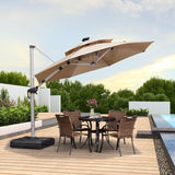 PURPLE LEAF Round Solar Lighted Cantilever Umbrella Outside Patio Umbrella with Lights