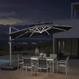 PURPLE LEAF Round Solar Lighted Cantilever Umbrella Outside Patio Umbrella with Lights