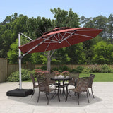 PURPLE LEAF Round Solar Lighted Cantilever Umbrella Outside Patio Umbrella with Lights