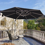 PURPLE LEAF Round Cantilever Umbrella with Base, Outdoor Umbrellas with Lights