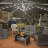 PURPLE LEAF Round Cantilever Umbrella with Base, Outdoor Umbrellas with Lights