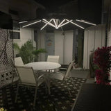 PURPLE LEAF Round Cantilever Umbrella with Base, Outdoor Umbrellas with Lights