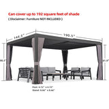 PURPLE LEAF Outdoor Adjustable Louvered Aluminum Pergola Metal Roof Hardtop Gazebo with Upgrade Curtain