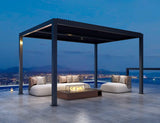 PURPLE LEAF Outdoor Adjustable Louvered Aluminum Pergola Metal Roof Hardtop Gazebo with Upgrade Curtain