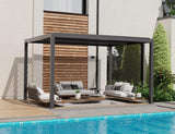 PURPLE LEAF Outdoor Adjustable Louvered Aluminum Pergola Metal Roof Hardtop Gazebo with Upgrade Curtain
