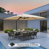 PURPLE LEAF Outdoor Sun Heavy Duty Large Cantilever Umbrella with Base