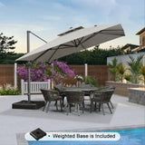 PURPLE LEAF UV50+ Fade Resistant Cantilever Umbrella, Patio Umbrellas with Base