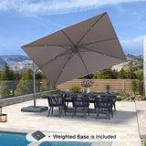 PURPLE LEAF UV Resistant Patio Umbrella with Base, Left-Right Tilt & 360° Swivel