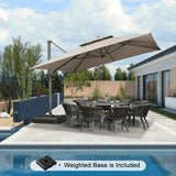 PURPLE LEAF UV50+ Fade Resistant Cantilever Umbrella, Patio Umbrellas with Base