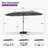 PURPLE LEAF Double-Sided Market Umbrella Large Rectangular Patio Umbrellas with Base