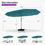 PURPLE LEAF Double-Sided Market Umbrella with Light Large Patio Umbrellas with Base