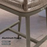 PURPLE LEAF Outdoor Bar Stools Wicker Rattan Bar Stools with Back Aluminum Outside Garden Patio Bar Chairs
