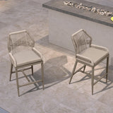 PURPLE LEAF Outdoor Bar Stools Wicker Rattan Bar Stools with Back Aluminum Outside Garden Patio Bar Chairs