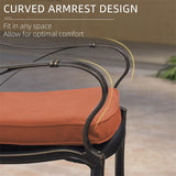 PURPLE LEAF Cast Aluminum Patio Dining Armchairs and Round Table | Rhombus and Square Lattice Designs