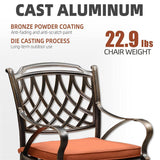 PURPLE LEAF Cast Aluminum Patio Dining Armchairs and Round Table | Rhombus and Square Lattice Designs