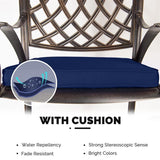 PURPLE LEAF Cast Aluminum Patio Dining Armchairs and Round Table | Rhombus and Square Lattice Designs