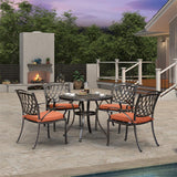 PURPLE LEAF Cast Aluminum Patio Dining Armchairs and Round Table | Rhombus and Square Lattice Designs