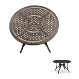 PURPLE LEAF Cast Aluminum Patio Dining Armchairs and Round Table | Rhombus and Square Lattice Designs