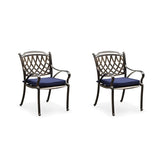 PURPLE LEAF Cast Aluminum Patio Dining Armchairs and Round Table | Rhombus and Square Lattice Designs