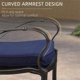 PURPLE LEAF Cast Aluminum Patio Dining Armchairs and Round Table | Rhombus and Square Lattice Designs