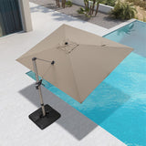 PURPLE LEAF Hailar Deluxe Aluminum Patio Umbrella with Base, Square and Rectangular Umbrella