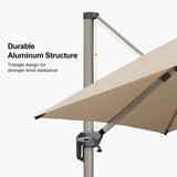 PURPLE LEAF Hailar Deluxe Aluminum Patio Umbrella with Base, Square and Rectangular Umbrella