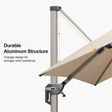 PURPLE LEAF Hailar Deluxe Aluminum Patio Umbrella with Base, Square and Rectangular Umbrella
