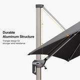 PURPLE LEAF Hailar Deluxe Aluminum Patio Umbrella with Base, Square and Rectangular Umbrella